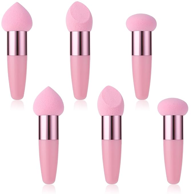 Concealer Sponge Powder Applicator 6 PC Makeup Eye Cream Tool Eyebrow Eyeliner Sponges Brush Beauty Puff Handle Round Head Foundation Foam Tip Applicators Make Up Cosmetic Sponge For Eyeshadow