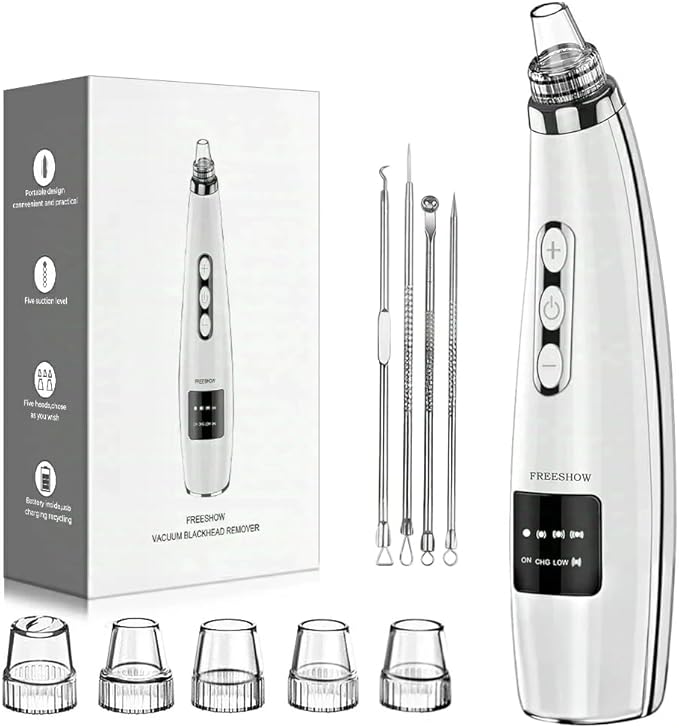 Blackhead Remover Pore Vacuum with 5 Adjustable Suction Levels Rechargeable Pore Cleaner, Electric Tools Kit