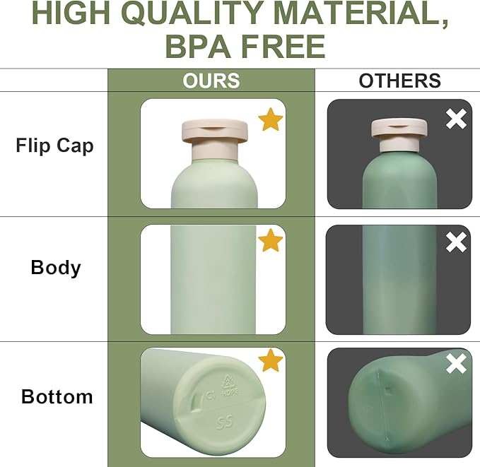 ASEVAT 3.4 oz Travel Bottles for Toiletries, Leak Proof Squeeze Bottles Refillable, Plastic Bottles with Caps for Shampoo, Lotion, Cream, Conditioner and Liquids (3 Pcs)