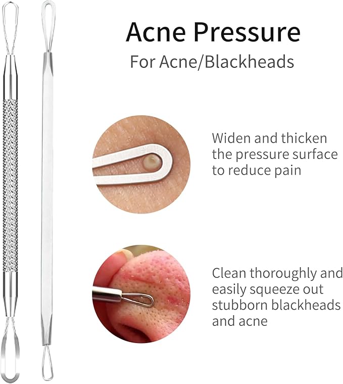 Blackhead Remover Tools,Upgrade 8 PCS Acne Needles,GERY Whitehead Removal Extractor Pimple Popper Kit, Professional Stainless Pimple Blemish and Pore Cleaner Set with Leather Package