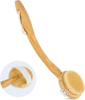 Detachable Dry Brushing Body Brush Natural Boar Bristle Back Scrubber for Shower with Long Handle for Exfoliation and Lymphatic