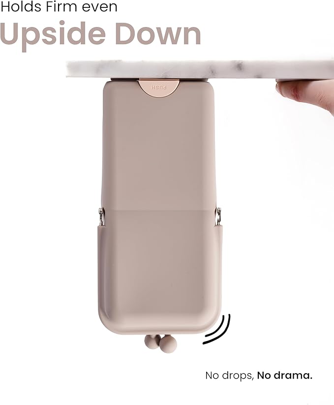 APT 1101 Makeup Brush Holder Travel Cosmetic Bag with Suction Base, Portable Cosmetic Organizer for Travel & Home, Organizer for Brushes, Beauty Tools & Accessories (Oatmeal)
