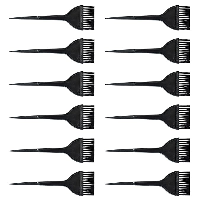 12-Pack Hair Dye Brushes - Reusable Applicator Brushes for Hair Stylists, Salon Use, and Home DIY Dyeing for Men and Women (12 Pack)