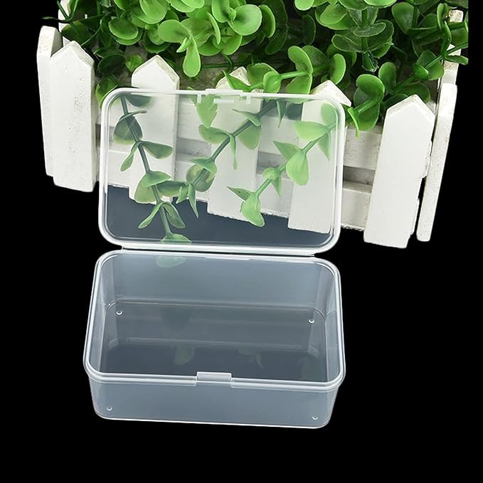 20 Pack Rectangular Clear Plastic Storage Containers Box with Hinged Lid for Beads and Other Small Craft Items (3.35 x 2.17 x 1.38 inch)