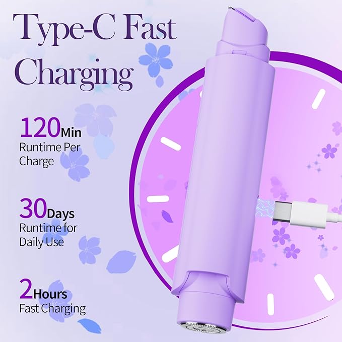 Bikini Trimmer for Women - 2 in 1 Women Electric Razor, Rechargeable Body Hair Trimmer and Facial Hair Remover, IPX7 Waterproof Wet & Dry Use Womens Electric Shaver for Bikini Underarm Leg Arm Body