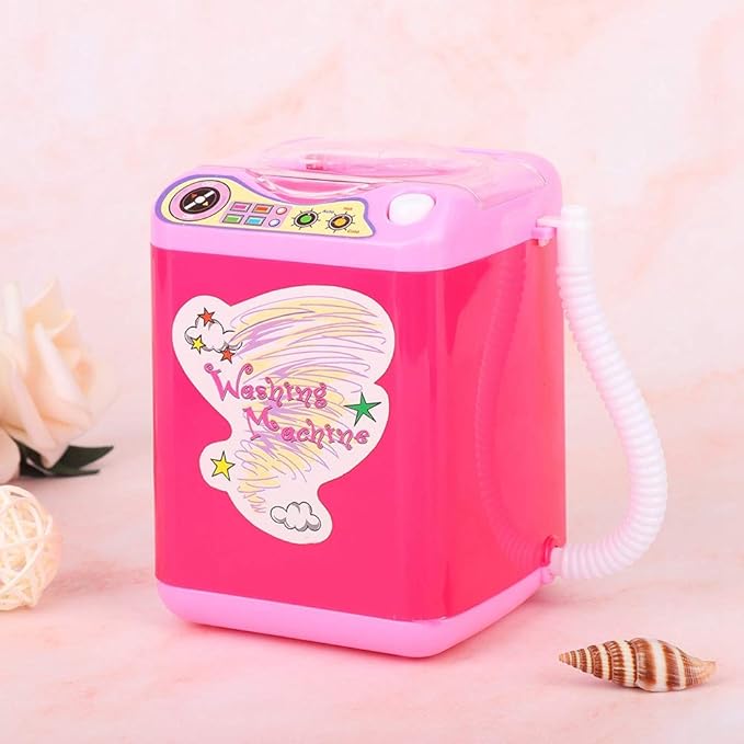Simulation Electric Makeup Brush Cleaner Automatic Sponge Puff Washing Machine Cosmetic Tool for Kids Adults Rose Red
