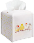 Cute Birds & Flowers Design Spring Tissue Box Cover - PU Leather Waterproof Tissue Holder - Facial Paper Organizer for Home Bathroom Office - Desk Seasonal Decorative Dispenser Box-B01