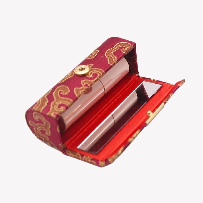 MIAO JIN 12PCS Lipstick Case with Mirror Bulk, Small Lipstick Holder for Purse, Storage Box Mini Floral Jewelry Cosmetic Case (Random Color)