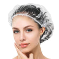 YIZIJIZI 100PCS Disposable Shower Caps, Large Thick Clear Waterproof Shower Cap for Women, large Size 20.5", Home Use, Spa, Hotel and Hair Salon, Clear Shower Caps for Travel