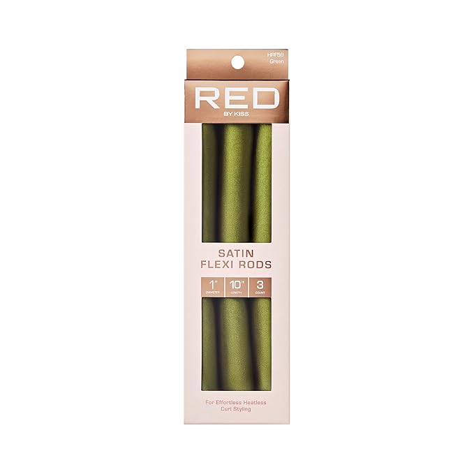 Red by Kiss Satin Flexi Heatless Curling Rods, Damage Free & Frizz Free No Heat Soft Curls, Silky Satin to Prevent Breakage, Comfortable Pin-Free Styling, Gentle Rollers for All Hair Types