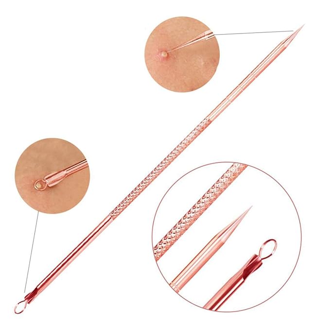 Blackhead Remover Pimple Comedone Extractor Tool Best Acne Removal Kit - Treatment for Blemish, Whitehead Popping, Zit Removing for Risk Free Nose Face Skin with Case(Rose, 4 Piece Set)