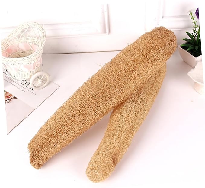 OUNONA Exfoliating Loofah Back Scrubber Strap for Shower Natural Gourd Fiber Bath Exfoliating Band Long Size Back Cleaner for Women and Men for Shower and Bath Use