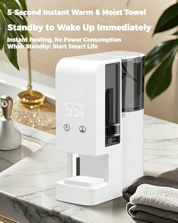 Fully Automatic Smart Hot Towel Dispenser, 60/120/180 PCS Towel Refills Options, Upgraded Smart Hot Facial Towel Warmer for Bathroom,131°F Constant Temperature,5-Second Warming (120* towels)