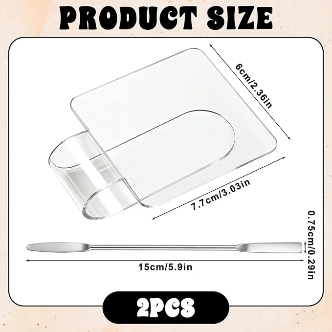 Makeup Mixing Palette Acrylic Mixing Tray Nail Art Manicure Palettes Hand Held Foundation Plate with Spatula for Makeup Blending