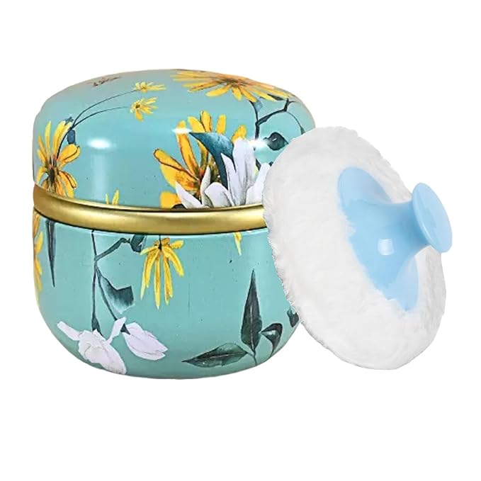 Body Powder Puff and Container, 3.35" Portable Dusting Powder Container with Soft Puff Loose Powder Case Box Jar with Lids for Baby Women Home and Travel Use