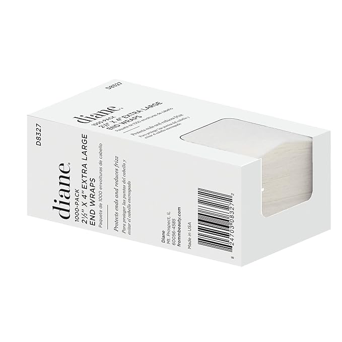 Diane by Fromm Jumbo End Wraps – Pack of 1000 Wraps for Styling Hair in Salon or at Home – Large – 2.5” x 4” – White – D8327