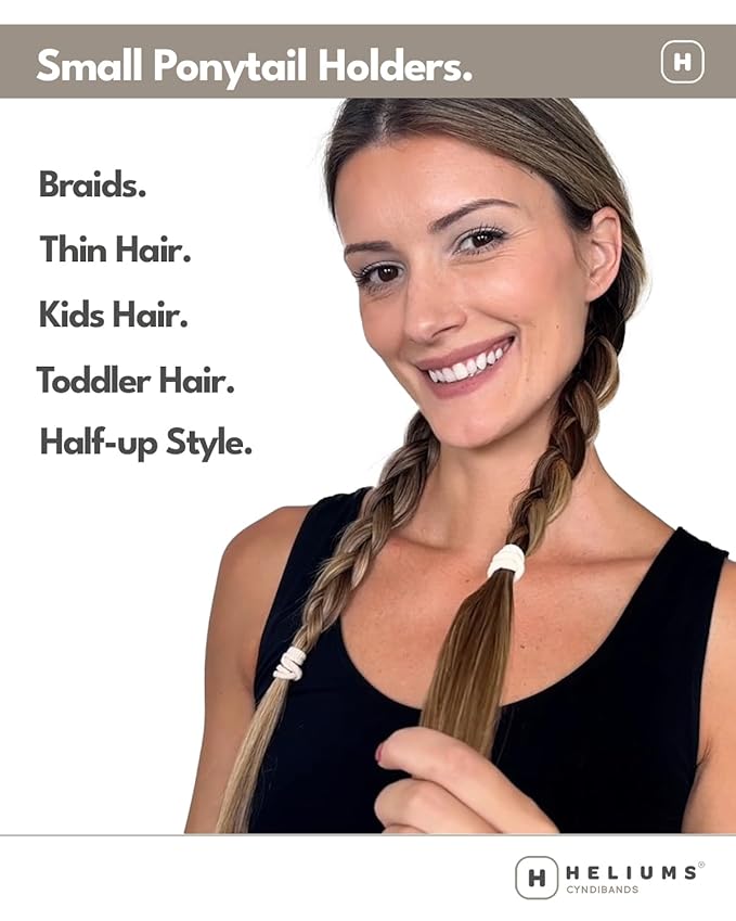 Heliums Small Soft Hair Ties - Dark Brown - 1 Inch Mini Nylon Bands, No Damage Ponytail Holders for Kids, Braids, and Thin Hair - 30 Count