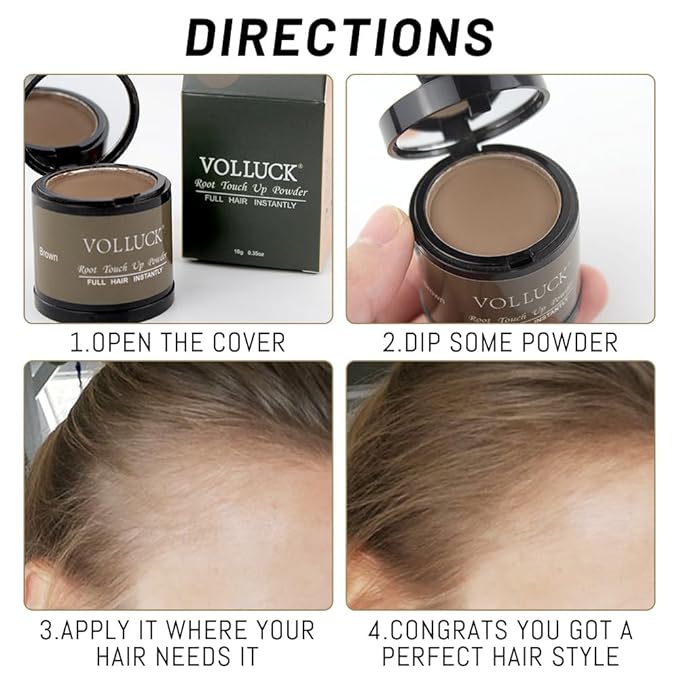 VOLLUCK Root Touch up Powder, Instant Hairline Powder for Thinning Areas and Gray Hair Coverage, Natural and Non-greasy Root Cover up for Women and Men (White, 0.35 Ounce)
