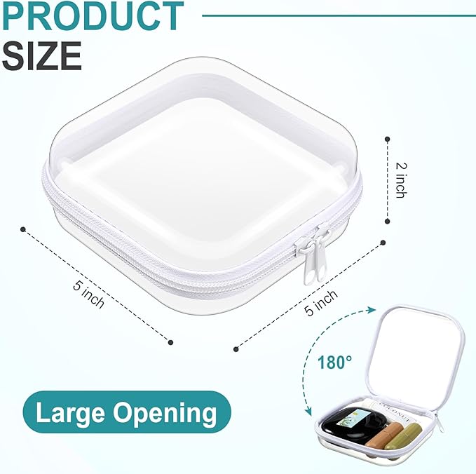 Hoolerry 4 Pcs Hard Clear Zipper Case Makeup Bags Plastic Zipper Pouch Transparent Storage Box Containers for Cosmetics, Snacks, Building Blocks, Puzzles(Clear,5 x 5 x 2 in,White)