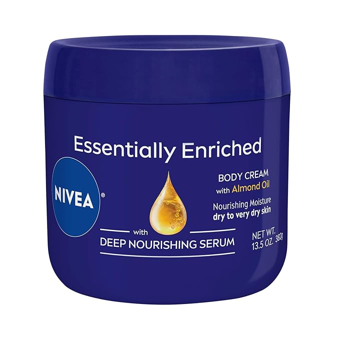 NIVEA Essentially Enriched Body Cream for Very Dry Skin with Almond Oil and Deep Nourishing Serum, 48-Hour Body Moisturizer, 13.5 Oz Jar
