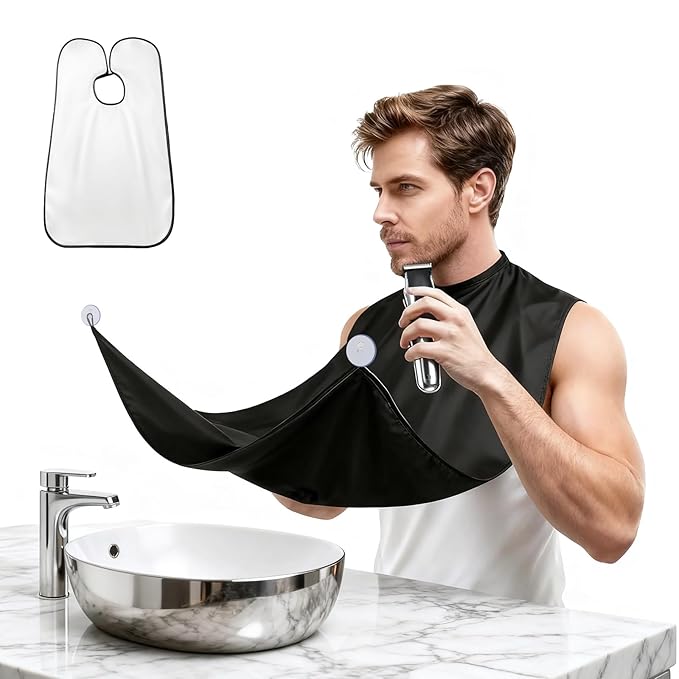 Stocking Stuffers for Men,beard bib for dad Fathers Day beard apron gifts for men Christmas Gifts for Him Boyfriend Husband Valentines Day Anniversary Beard Trimming Catcher Bib for Shaving