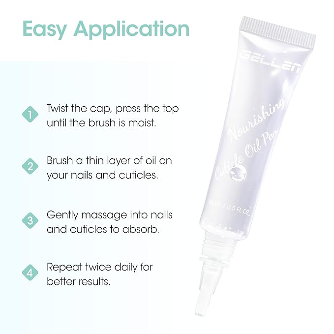 Gellen Nail Cuticle Oil Pen, Travel-sized Soft Brush Design, Rich in Jojoba Oil & VE, Soften Cuticle Strengthen Growth & Moisture Treatment for Dry Hangnail Thin Nails, 15ml Fragrance-free