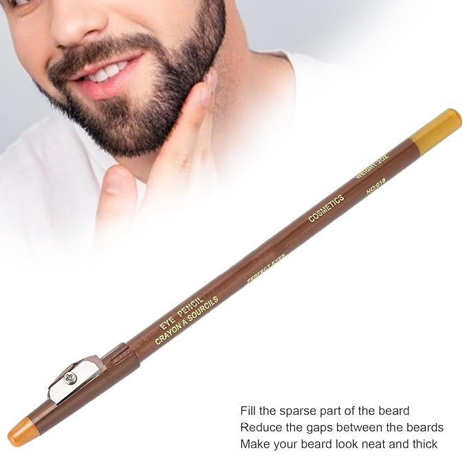ANGGREK Beard Lineup Pen, White Hairline Pen Professional Beard Pencil Filler Household Beard Pencil Liner Shaping Styling Tool(Light Brown)