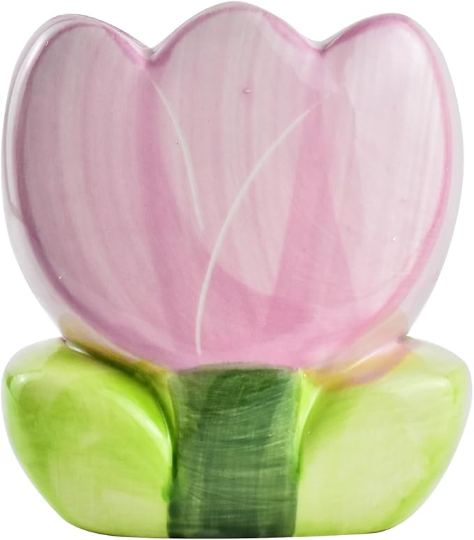 Ceramic Tulip Cosmetic Storage Box, Desktop Organizers Make Up Brush Storage Stand Desktop Storage Box for Brush,Pencil,Art Supplies, Painting Brush (Light Purple)