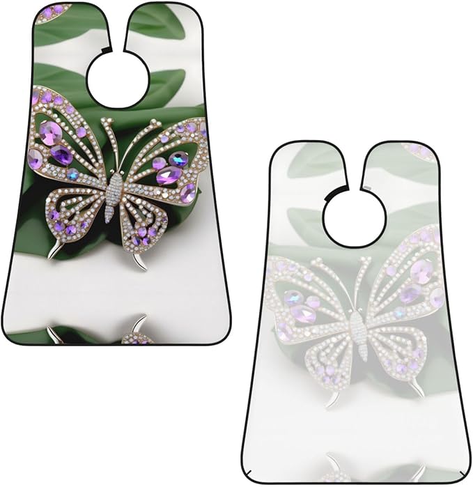 Purple And Teal Flowers Print Beard Bib Shaving Apron, Beard Hair Trimming Cape Gift For Dad