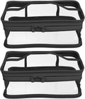 Black Transparent Cosmetic Bag Waterproof Handbag Portable Travel Work Make Up Kit Double Zipper Storage Bag, 2 PCS