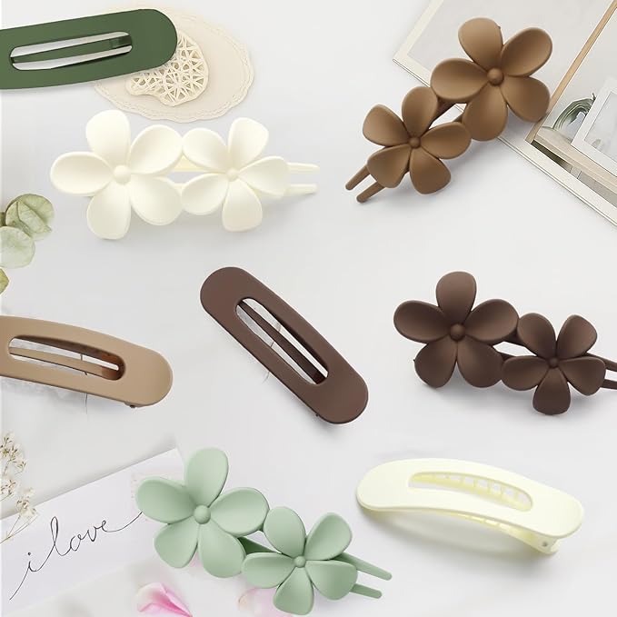8PCS Flat Hair Claws Matte Non-Slip Clips for Women, Strong Hold Hair Accessories for All Hair Types, Daily Wedding Party Date Beach Use (Style3(Combo))