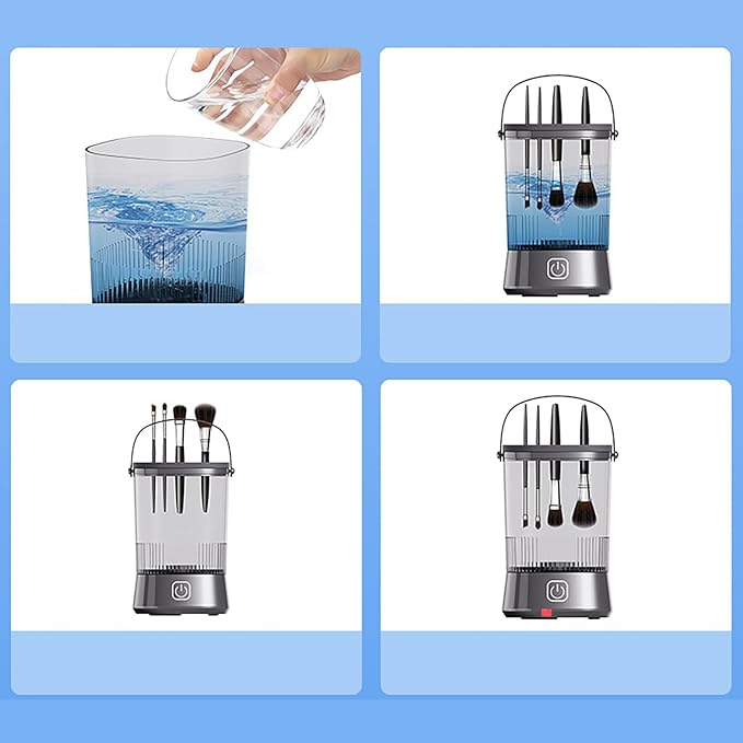 Makeup Brush Cleaner Machine - Automatic Cosmetic Brush Cleaning Tool for Sponges and Makeup Eggs, Efficient Easy Use Cleaner for Daily Makeups Hygiene, Portable Home Vanity Accessory