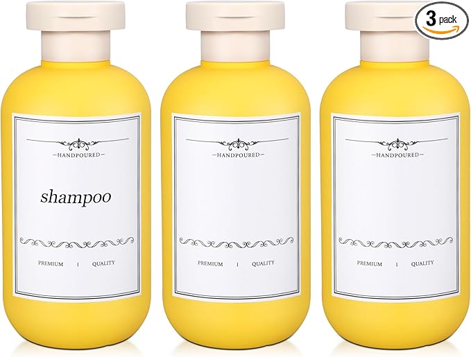 3 PACK Travel Shampoo Bottle, Empty Plastic Squeeze Bottles 6.8oz with Flip Cap, Lotion Container for Toiletries Travel Size Shampoo and Conditioner