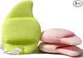 Facial Cleansing Sponge Set 3, Reusable Face Scrubbers for Gentle Cleansing & Dead Skin Removal, Cleaning Puff Wash Pads Mango Shaped for Daily Face Wash(Pink & Green)