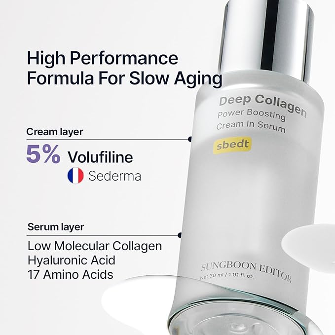 SUNGBOON EDITOR Deep Collagen Serum | Volufiline + Collagen + Niacinamide | Hydrating & Smoothing Care | Korean Skincare, 1.01 fl oz | Gifts for Women