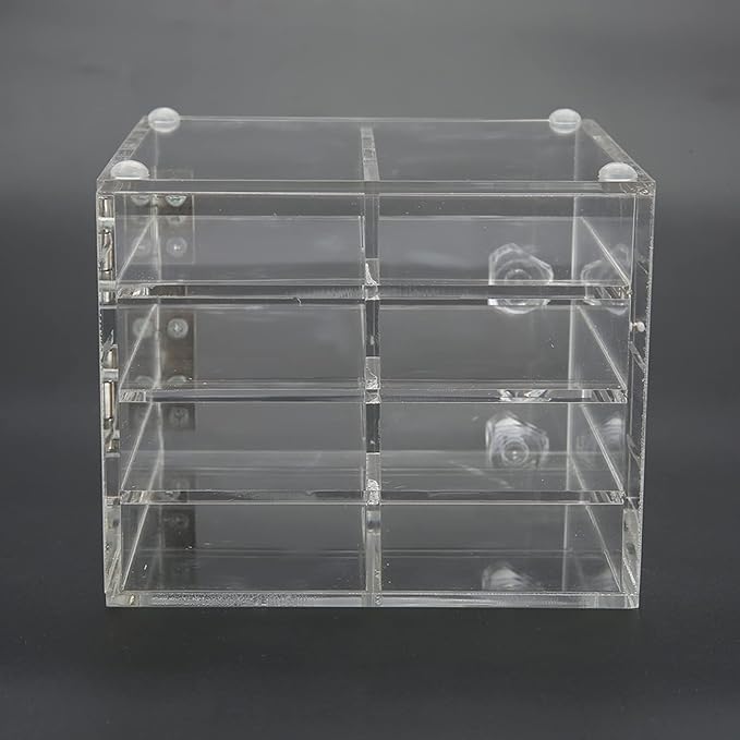 Dioche Acrylic Clear False Eyelash Organizer Case, 8 Layers False Eyelash Extension Carrying Box Acrylic Storage Box for Grafting Lash Extension, Cosmetic Makeup Storage Box