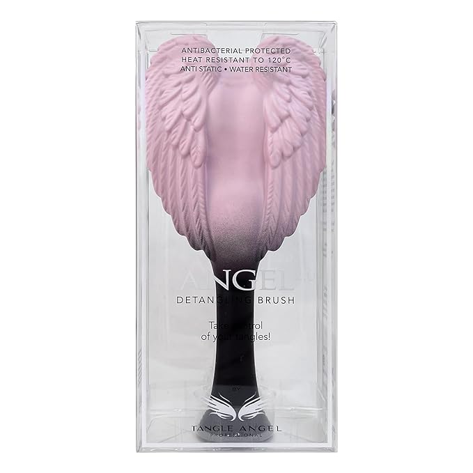 Tangle Angel Detangling Hair Brush for Women - Anti-Static Angel Wing Hair Brush for Wet&Dry Hair - Flexible Bristles Detangler Brush for Straight, Wavy&Curly Hair - Ideal Gift for Women -Black/Pink