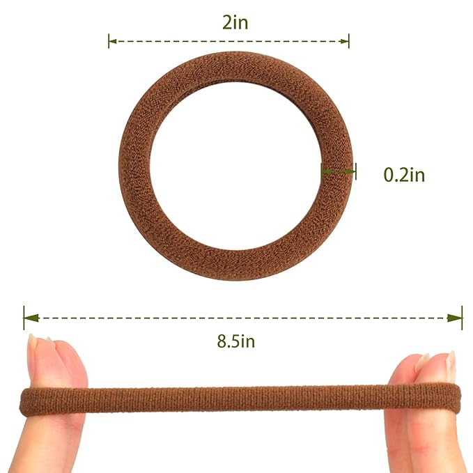 Hair Ties for No Damage, 100 PCS Soft Seamless Cotton & Nylon Elastic Ponytail Holders, Rubber Bands for Thick Hair, Hair Accessories for Girls & Women