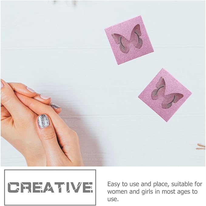 10 Sets Colorful Square False Eyelashes Storage Boxes with Butterfly Hollow Design, Lid Lash Packaging Case for Eyelash Extensions and Makeup Organization
