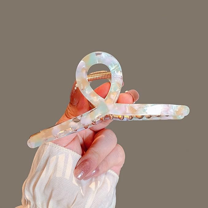 Big Hair Claw Clips Metal Butterfly Hair Claw for Women Strong Hold Acetate Metal Hair Clamps 4.7" Large Hair Accessories for Long Thick/Thin Hair 1 Pcs (Mixed Green)