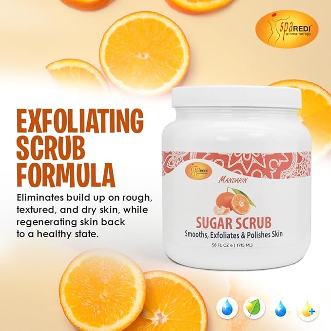 SPA REDI Exfoliating Body Scrub | Dual-Action Exfoliant & Moisturizer with Scrub & Lotion in One Scoop for Glowing, Deeply Moisturized, and Touchably Soft Skin 58 Oz