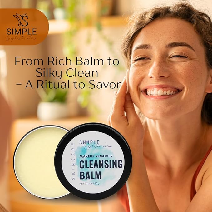 Tallow Cleansing Balm - With Grass-fed Beef Tallow, Papaya Enzyme | Waterproof Makeup Remover Balm | Natural Face Cleanser Oil | Sulphate Free | for sensitive skin, MADE IN USA - 3.17 oz/ 90 g