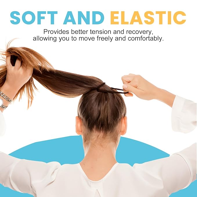 HOYOLS Soft Seamless Hair Ties, Dark Brown Stretch Elastic Ponytail Holders Bands for Women Thick Hair No Slip and Pull No Damage Scrunchies Headbands 100 Pcs (Espresso)