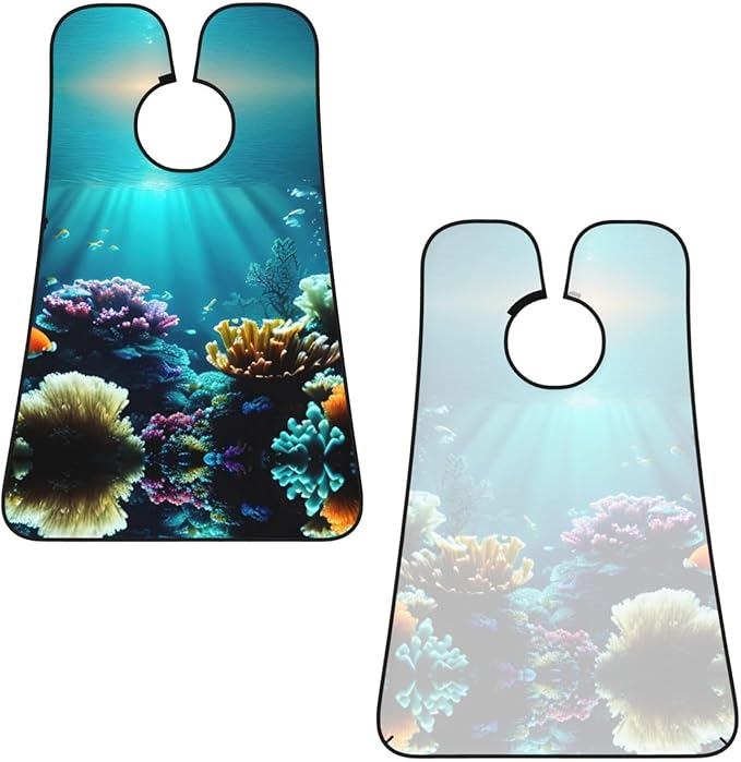 Underwater Scenery Print Beard Bib Shaving Apron, Beard Hair Trimming Cape Gift For Dad