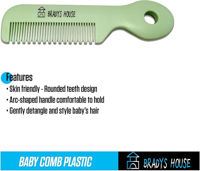3 Piece Baby Hair Brush & Comb Set for Newborns- Soft Goat Bristle Hair-Brush, Silicone Bath Brush and Plastic Comb for Infant, Toddler, Kids - Baby