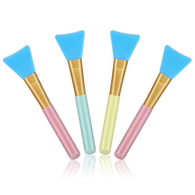 Cuttte 4pcs Silicone Face Mask Applicators, Flexible Facial Mud Masks Applicator, Hairless Moisturizers Tools, Soft Facial Brushes for Mud, Clay, Charcoal