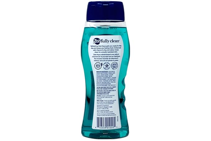 Zest Hydrating Body Wash - Aqua - Moisturizing Body Wash for Men and Women - Bath Soap with Vitamin E - Gentle Paraben Free Formula - 18 oz.