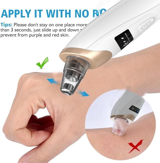 Blackhead Remover Vacuum - Professional Blackhead Extractor for Face with 3 Adjustable Suction Levels, USB Rechargeable Pore Cleaner, and 5 Interchangeable Probes (Off-White)