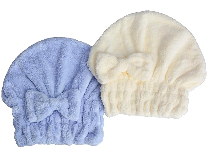 Microfiber Hair Drying Towels Head wrap with Bow-Knot Shower Cap Hair Turban hairWrap Bath Cap for Curly Long & Wet Hair Gift for Women 2pack