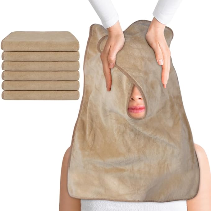 SINLAND Microfiber Esthetician Towels for Facials Mask Removing Face Wrap Soft Facial Cloth with Split Design Spa Towels for Facial Steam Massage and Cleansing